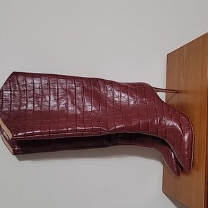 Schutz brick colored, croc embossed leather boots. Pull on style.Size 8.5